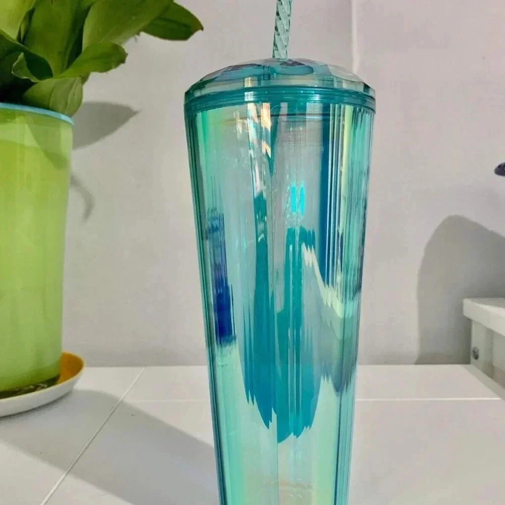 NEW Starbucks Asia Limited Turquoise Blue Cold Tumbler , Dome Lid + Straw